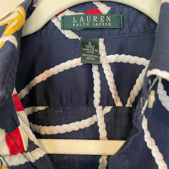 CLOSING SALE! Lauren Ralph Lauren Navy Print Blouse S Women - Picture 4 of 7